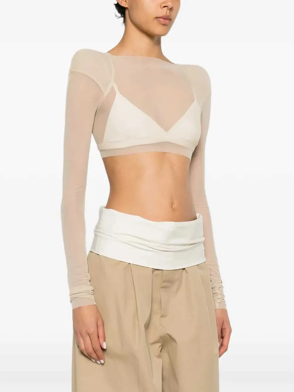 Sheer T-Shirt With Structured Shoulders sold by Wanan Luxury product image thumbnail 3