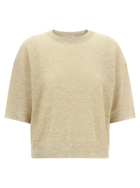Linen T-Shirt Beige made by Brunello Cucinelli