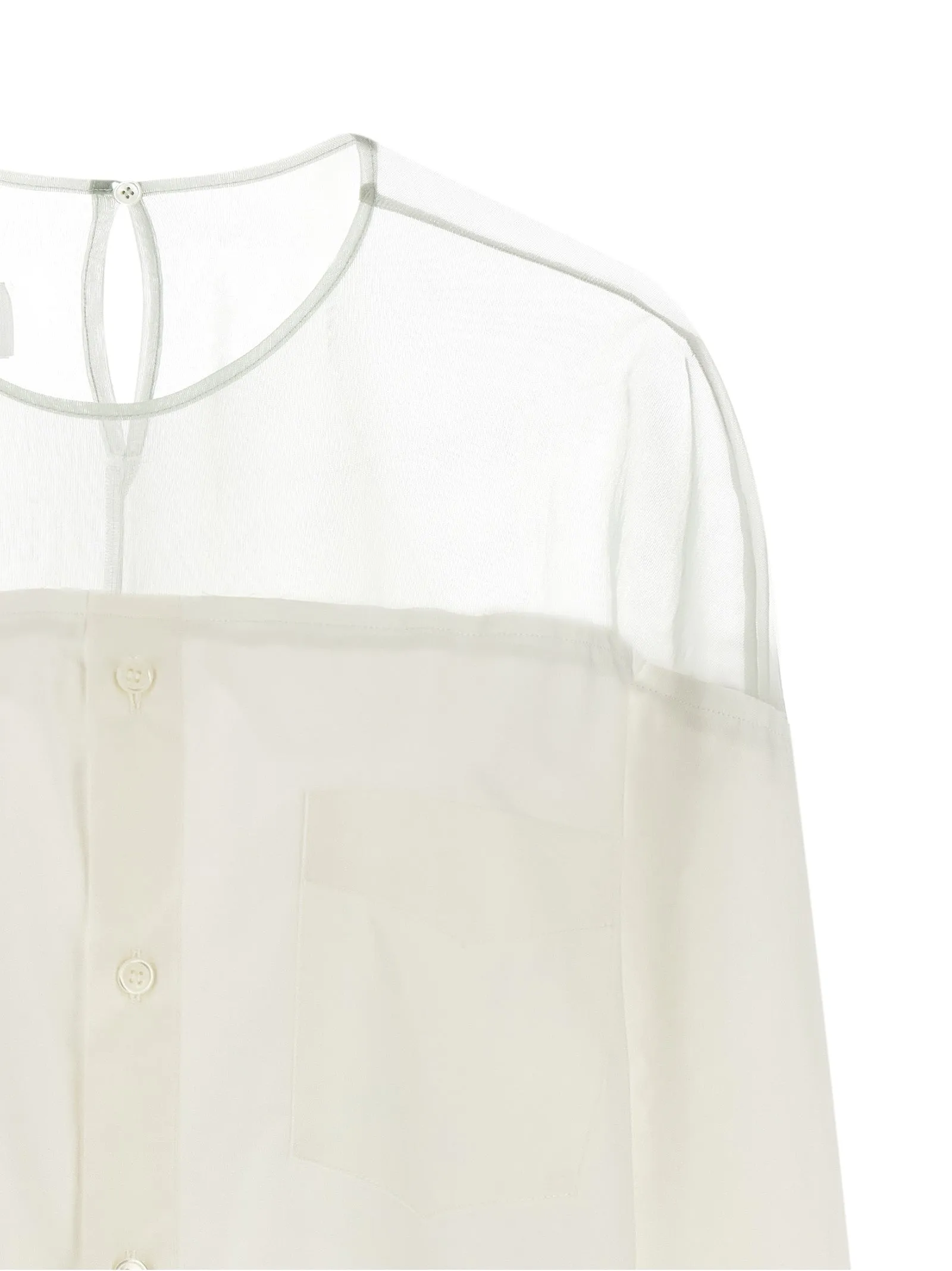 Tulle Insert Shirt Shirt And Blouse White sold by Wanan Luxury product image thumbnail 3