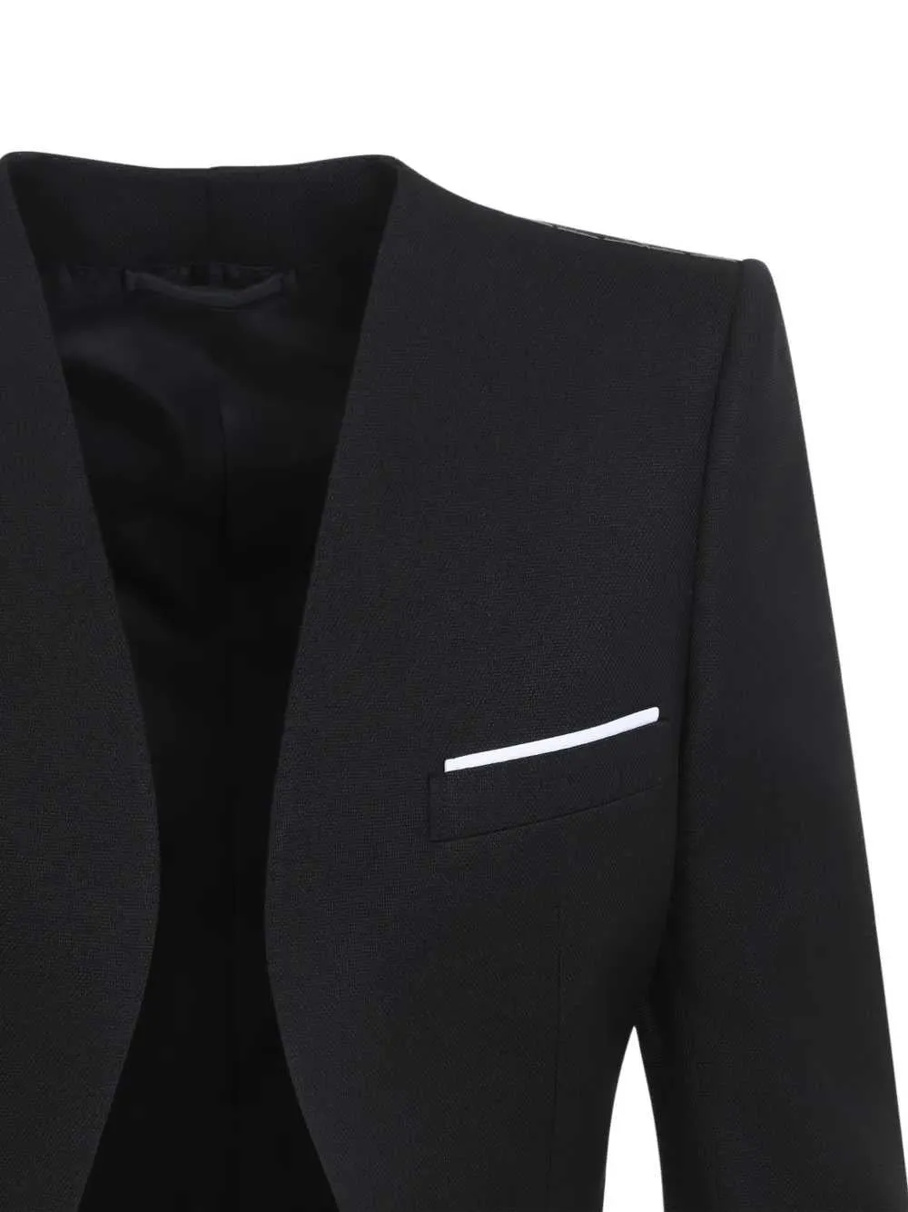 Collarless Panama Jacket In Fine Wool And Silk sold by Wanan Luxury product image thumbnail 4