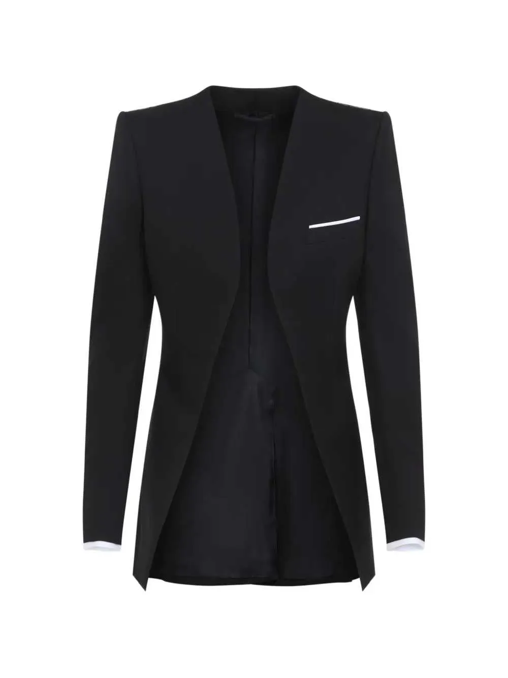Collarless Panama Jacket In Fine Wool And Silk sold by Wanan Luxury