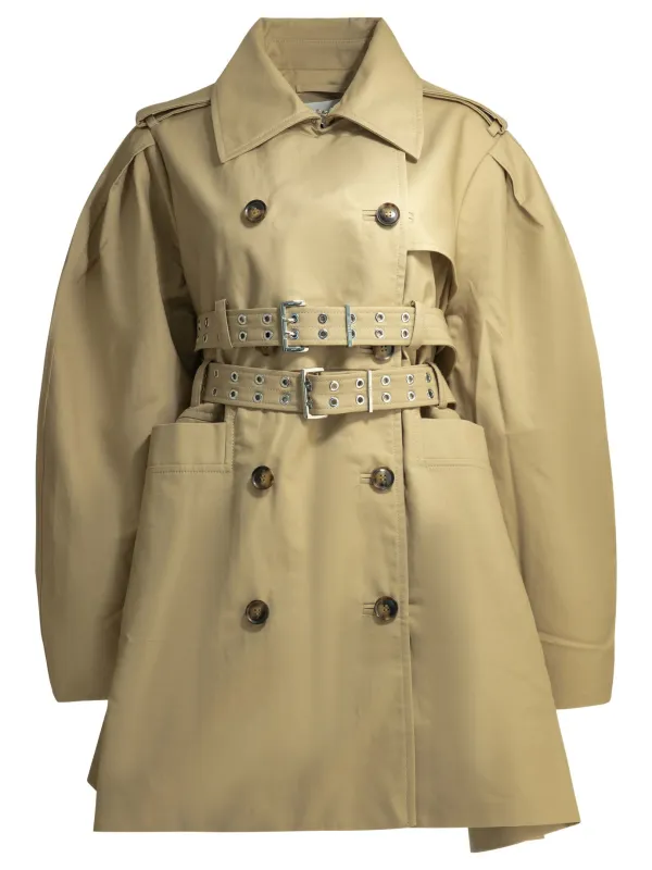 Cotton Trench Coat Jackets And Coats Beige made by Ganni