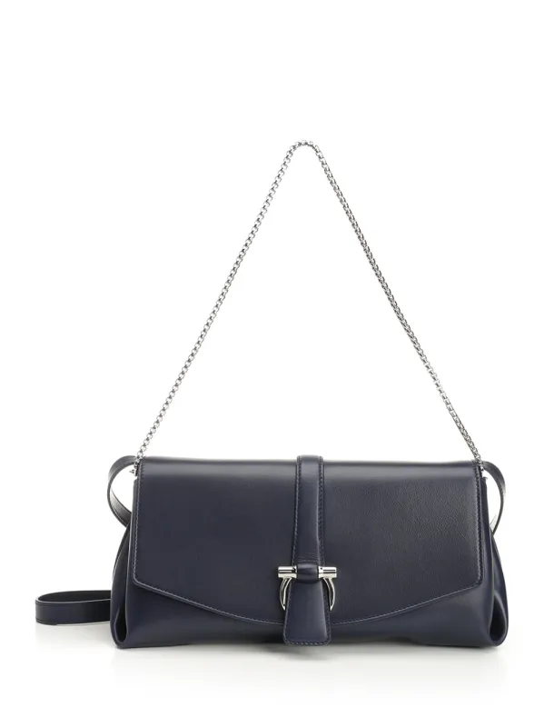 Shoulder Bag With Front Flap Shoulder Bags Blue made by Salvatore Ferragamo