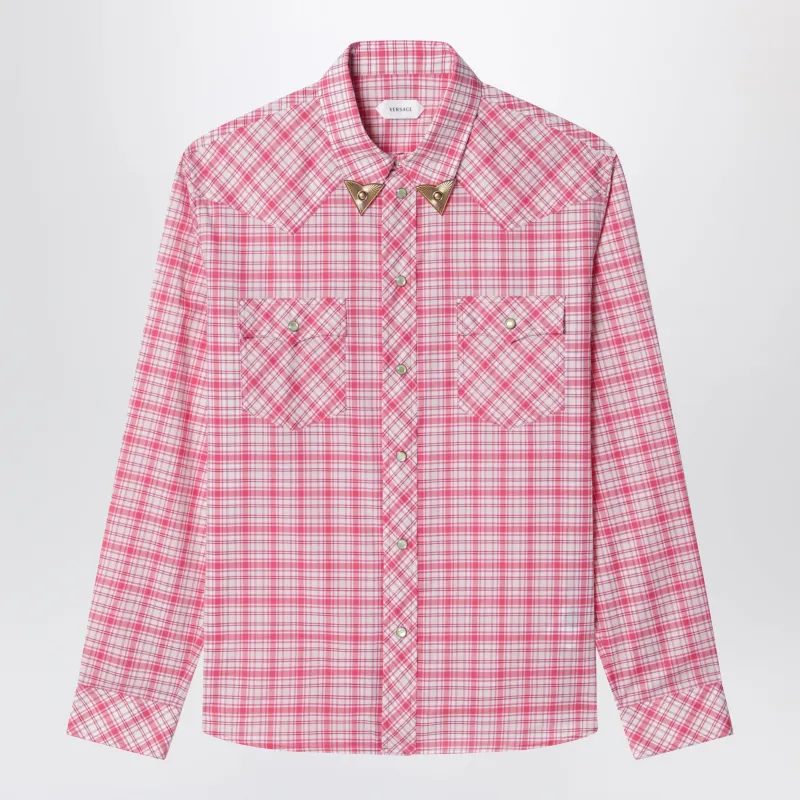 Slim-Fit Cotton Poplin Check Shirt made by Versace