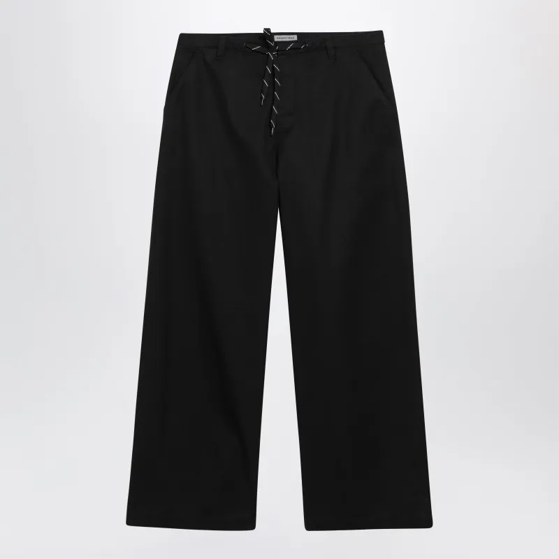 Black Cotton Twill Chino Trousers made by Balenciaga