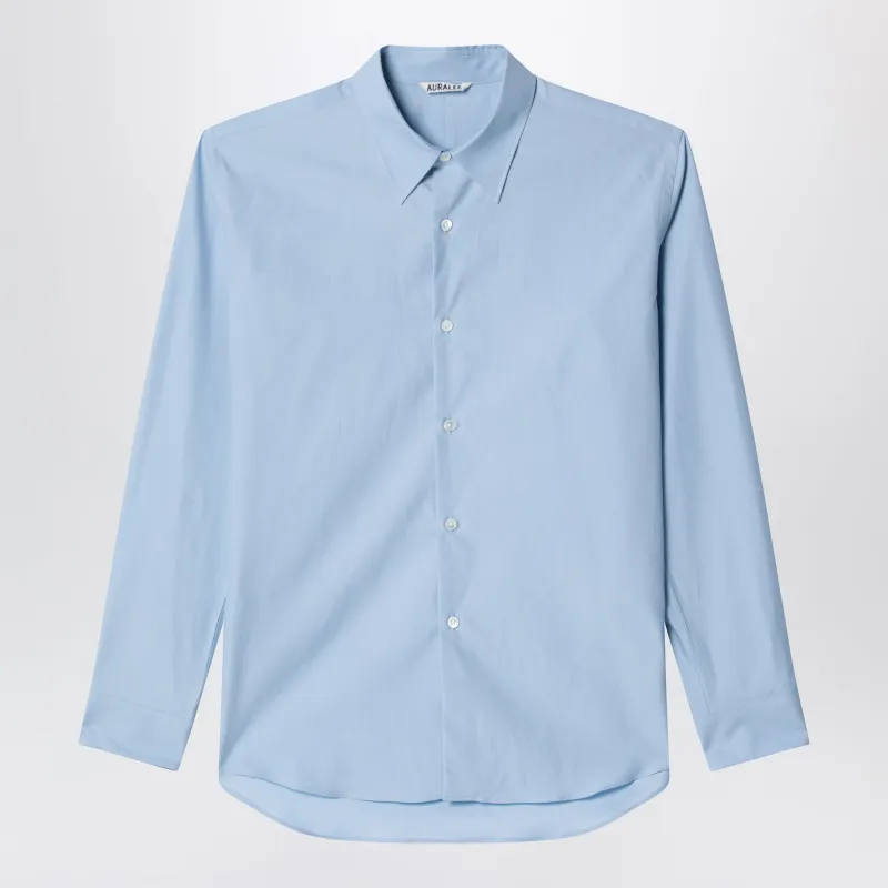 Light Blue Slim-Fit Cotton Twill Shirt made by Auralee