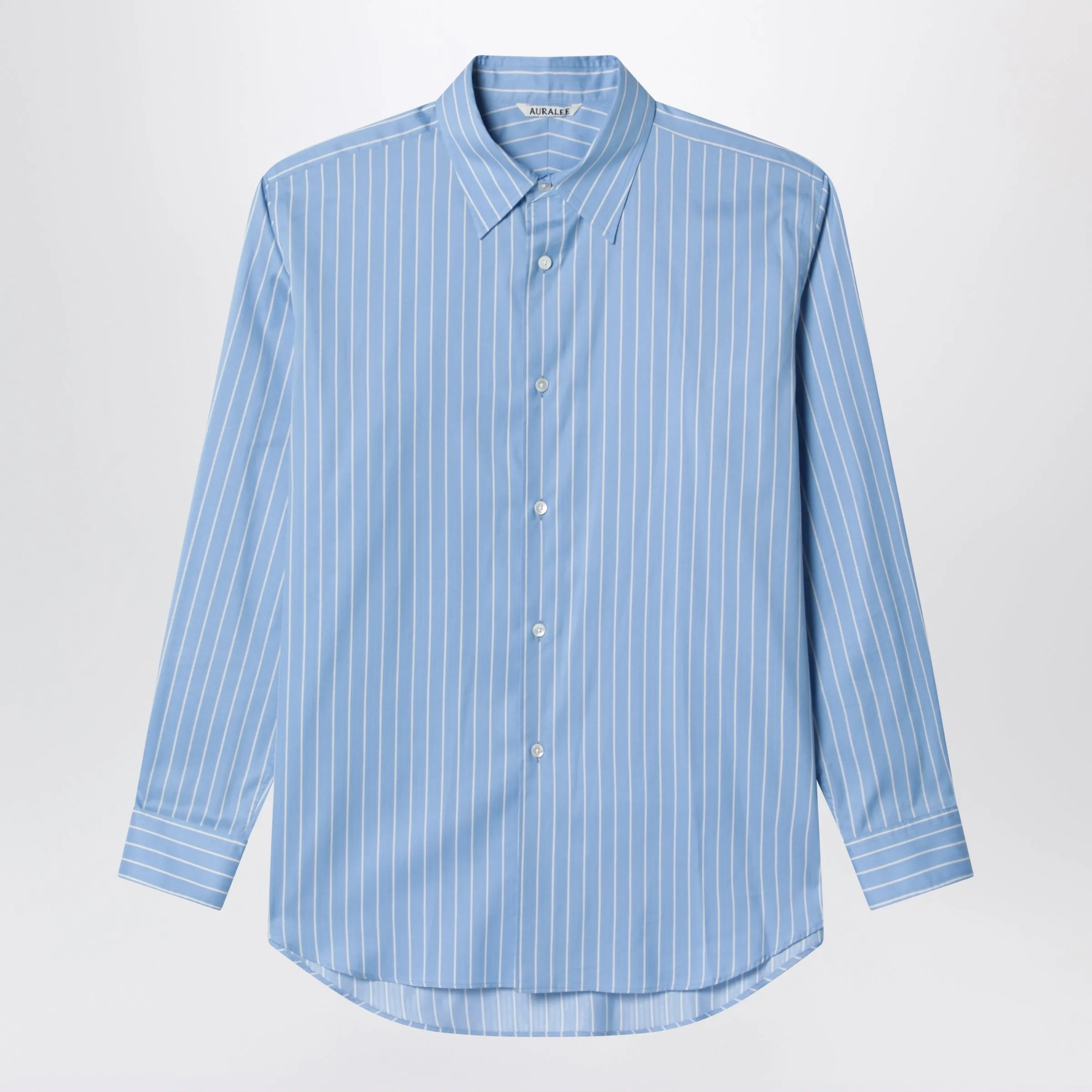 Light Blue Striped Cotton And Silk Shirt sold by Wanan Luxury