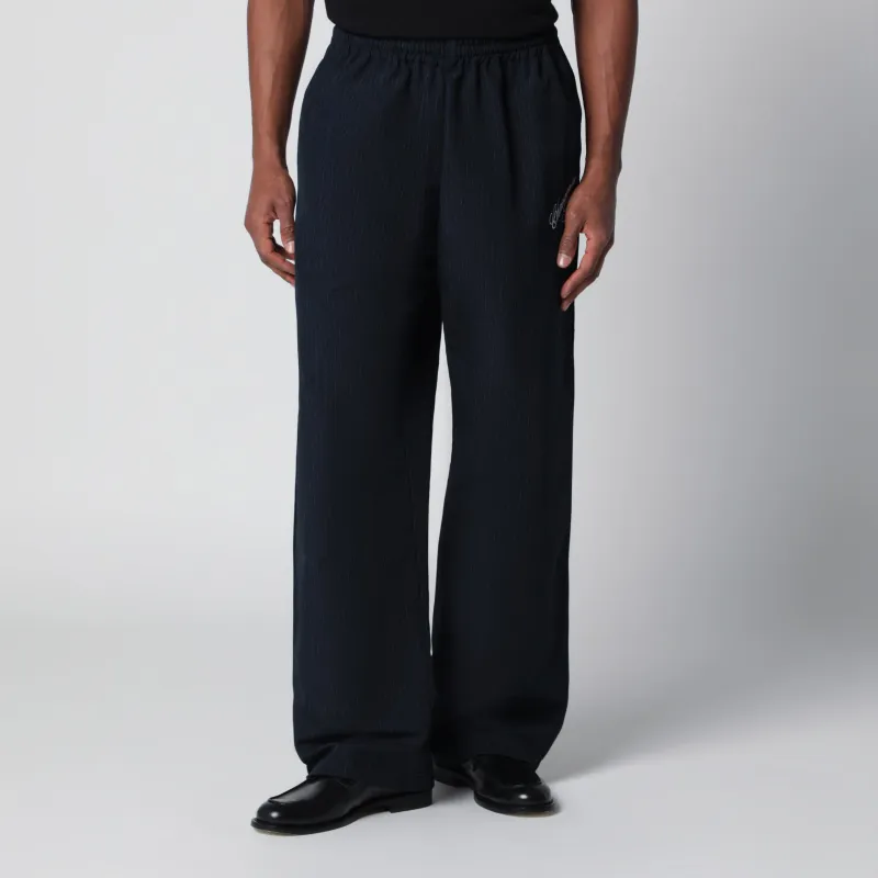 Pinstripe Jogging Trousers With Logo Embroidery made by Willy Chavarria
