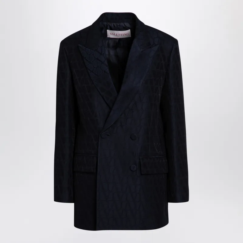 Navy Blue Double-Breasted Jacket Toile Iconographe made by Valentino