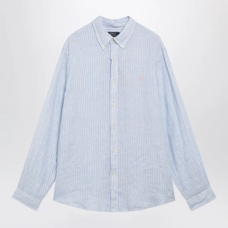 Light Blue/White Striped Linen Shirt made by Polo by Ralph Lauren