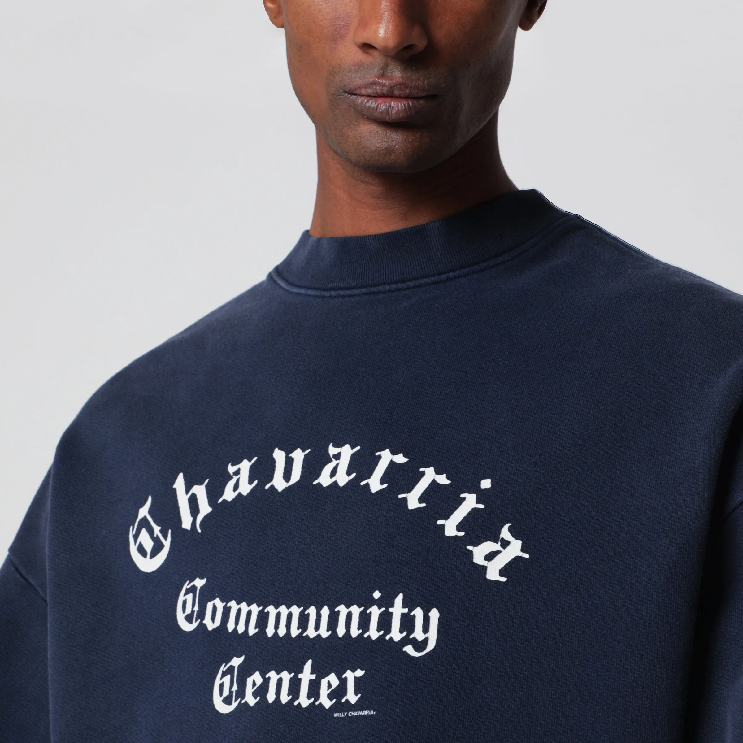 Vintage-Effect Navy Blue Sweatshirt With Logo Print sold by Wanan Luxury product image thumbnail 2