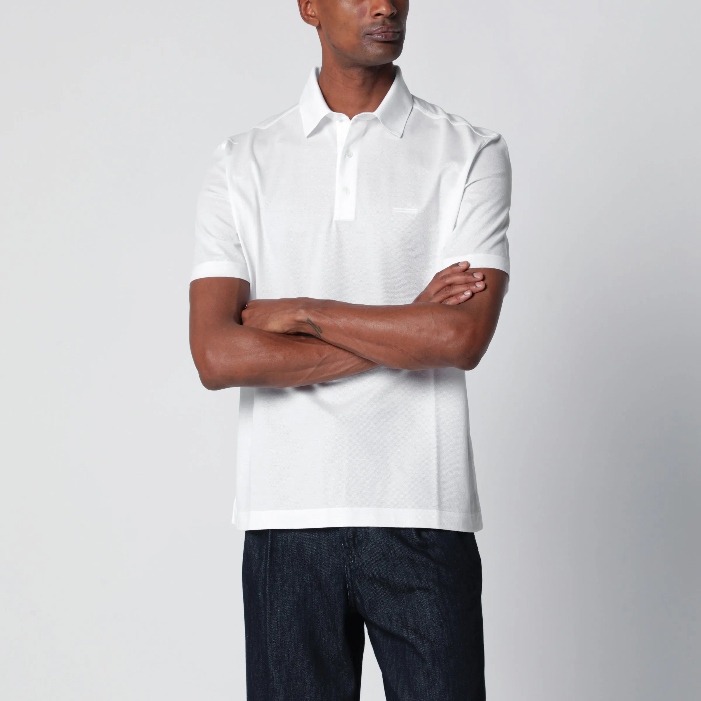 White Cotton Piqué Polo Shirt sold by Wanan Luxury