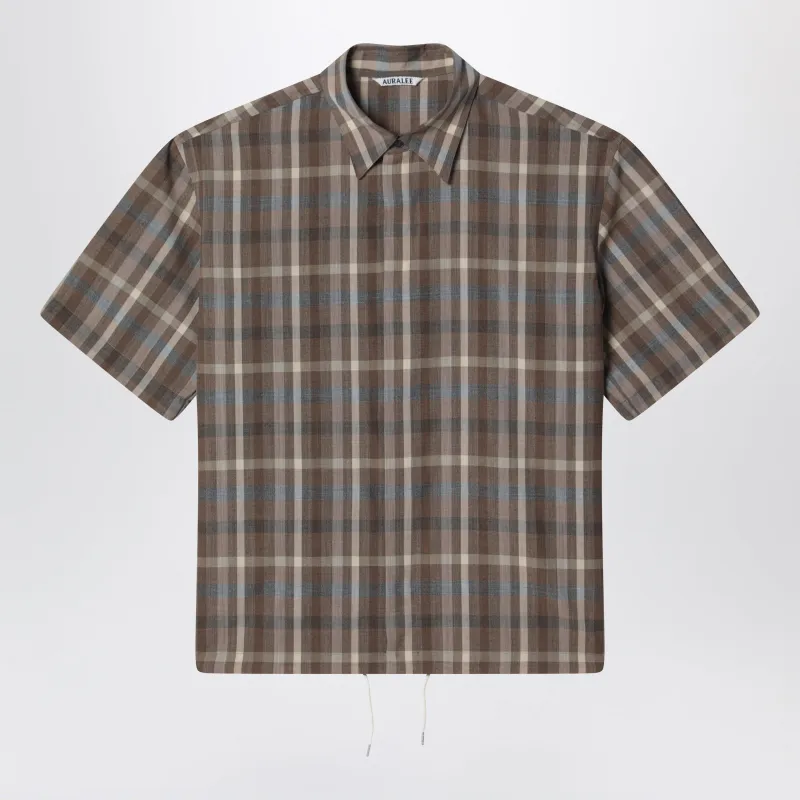 Short-Sleeve Wool Check Shirt made by Auralee