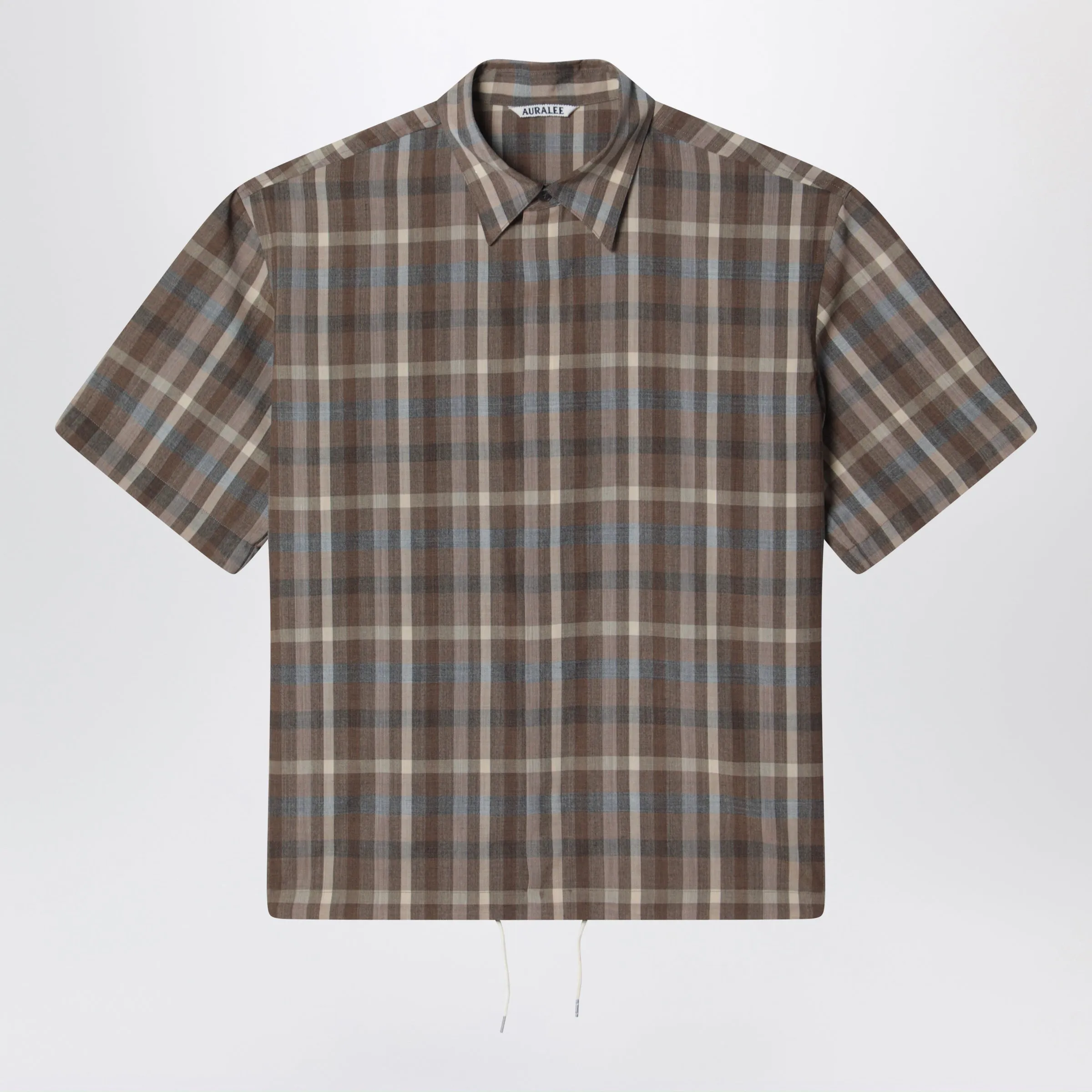 Short-Sleeve Wool Check Shirt sold by Wanan Luxury