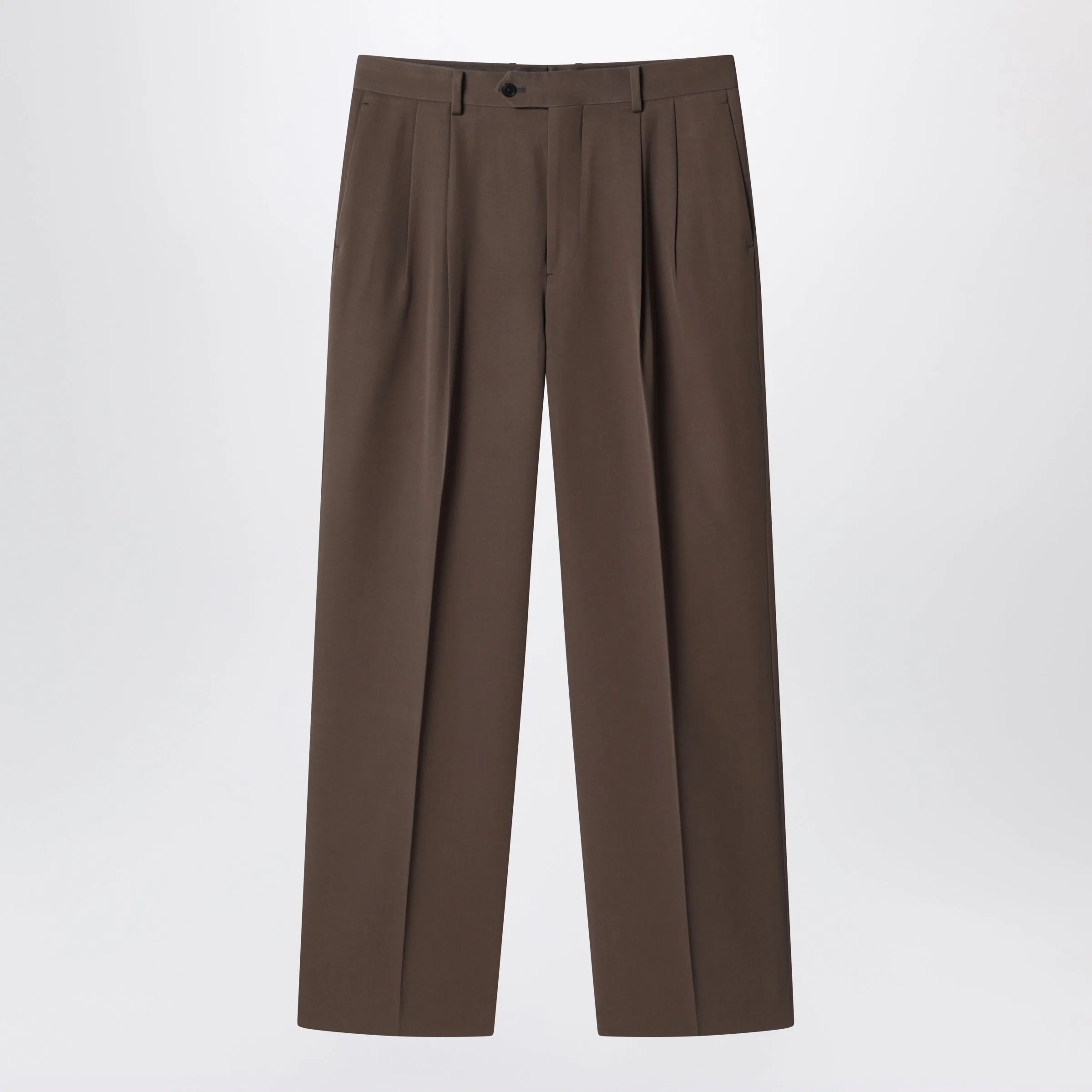 Double-Pleated Wool Gabardine Trousers sold by Wanan Luxury