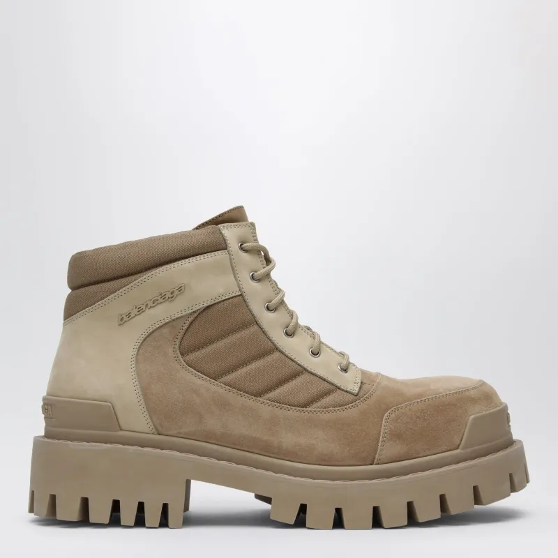 Sand-Colored Nubuck Combat Strike Boots made by Balenciaga