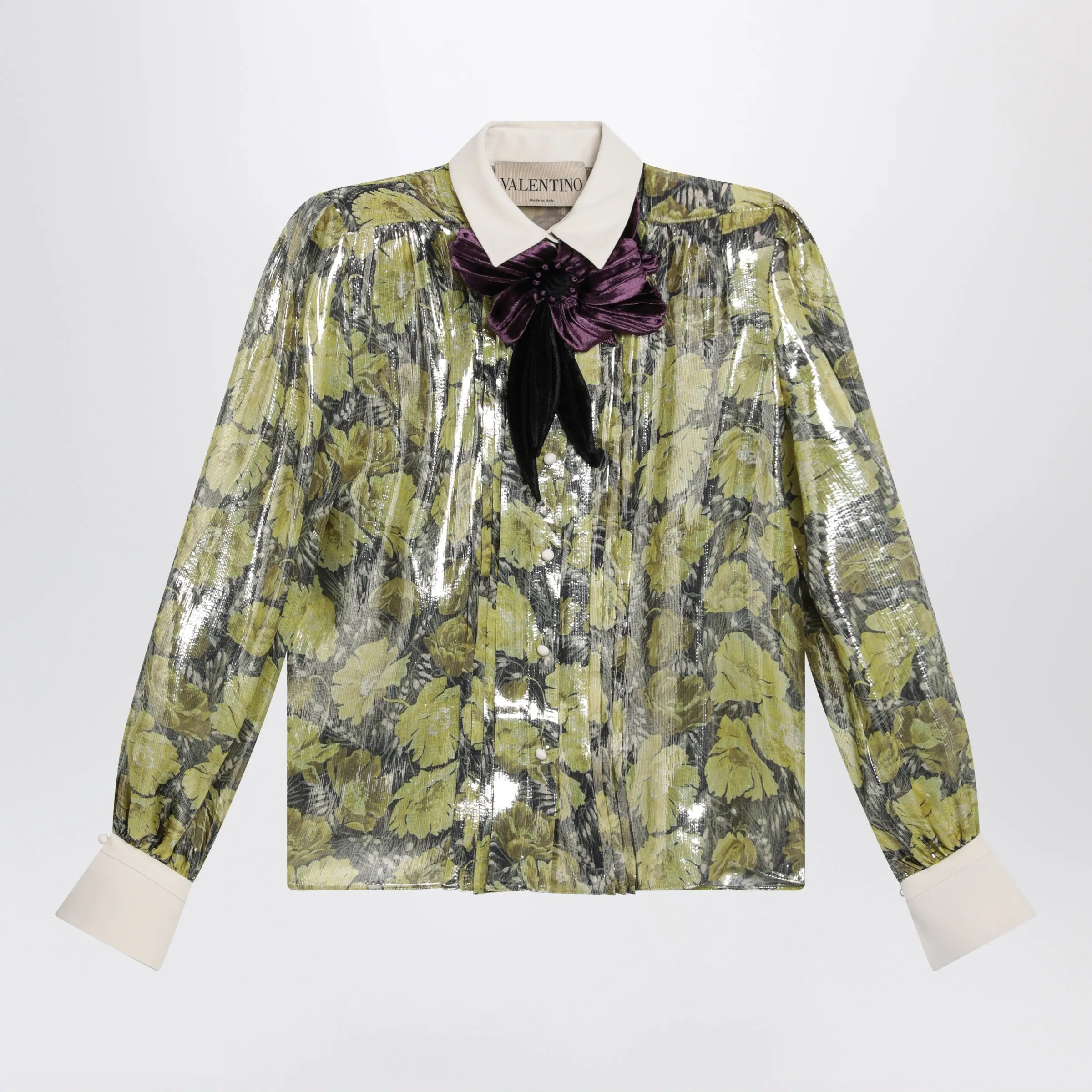 Shirt In Lurex With Après L’hiver Poppies Print sold by Wanan Luxury