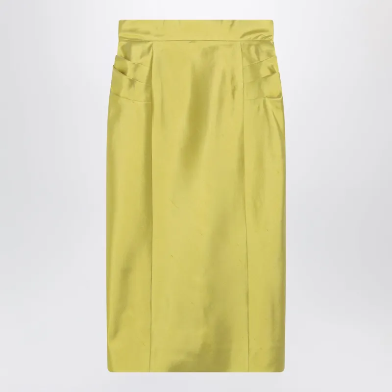 Yellow Silk Shantung Midi Skirt made by Valentino
