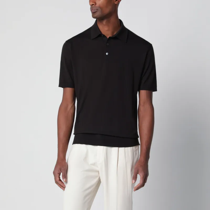 Dark Brown Wool Polo made by Ermenegildo Zegna