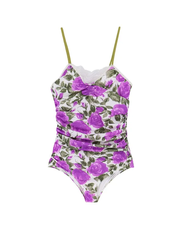 One-Piece Swimsuit With Floral Pattern made by Chloe