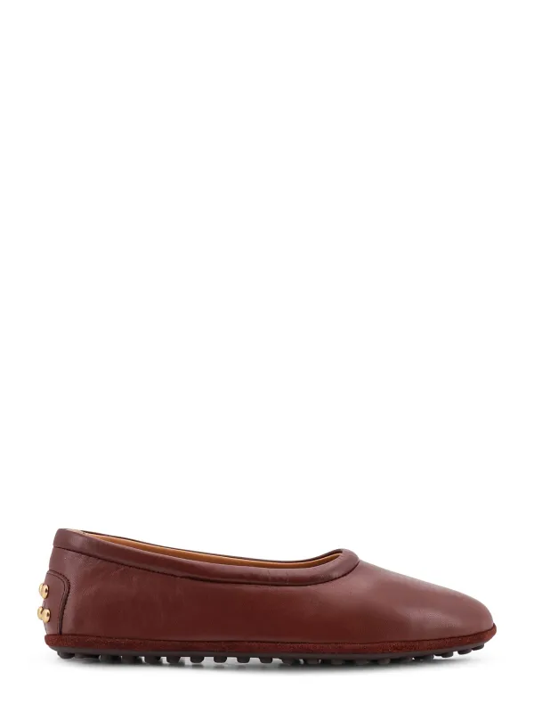 Leather Ballerinas With Rubber Stud Detail On The Back made by Tod's