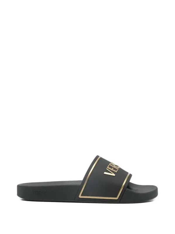 Slide Sandals With Embossed Logo made by Versace