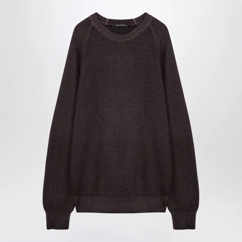 Brown Virgin Wool Pullover made by Tagliatore