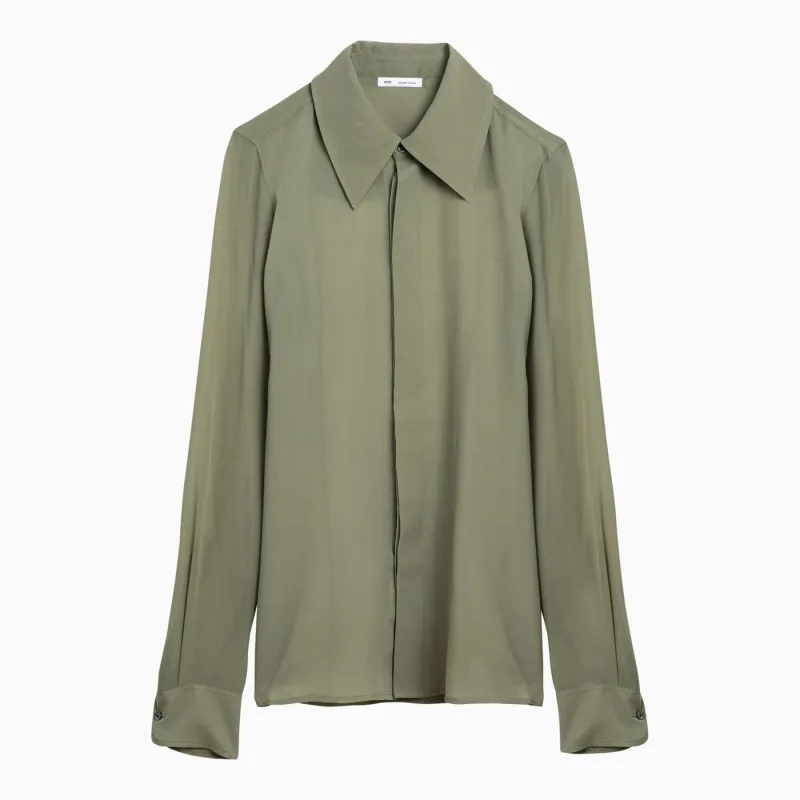 Olive Green Silk Shirt made by Ami
