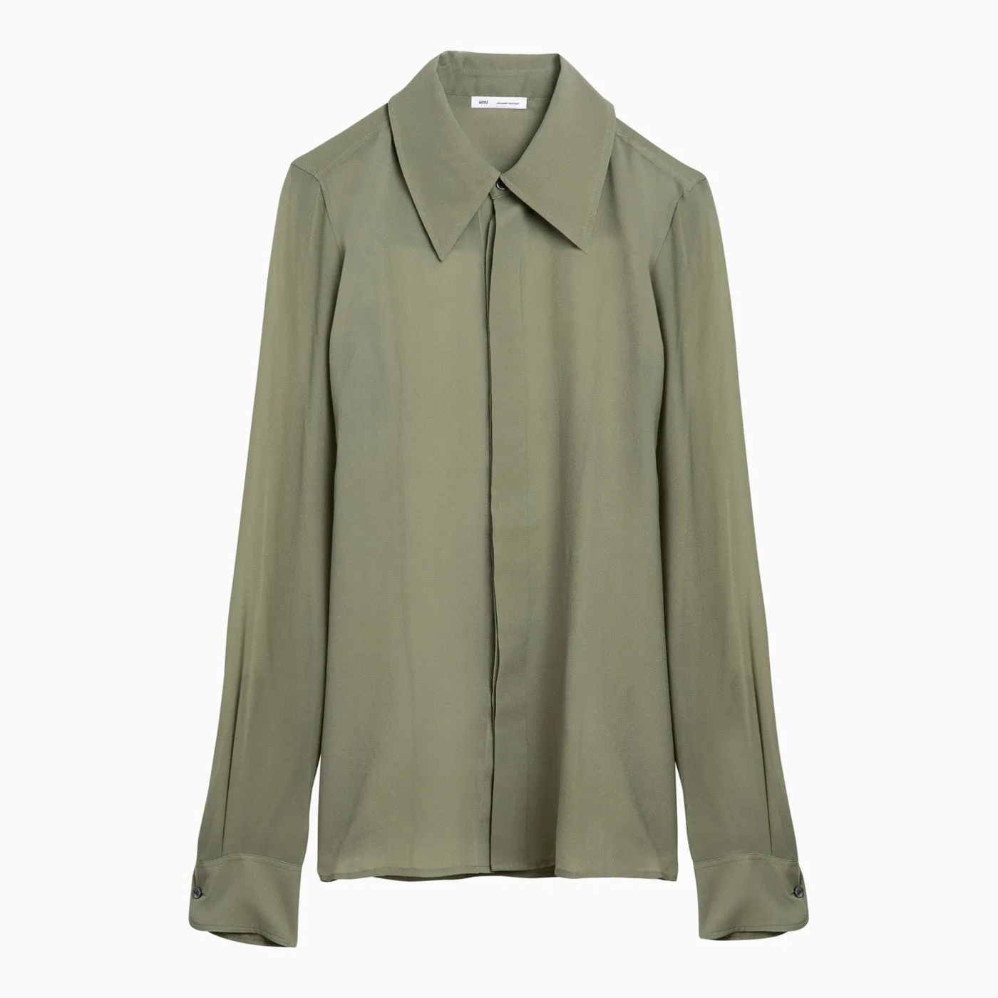 Olive Green Silk Shirt sold by Wanan Luxury