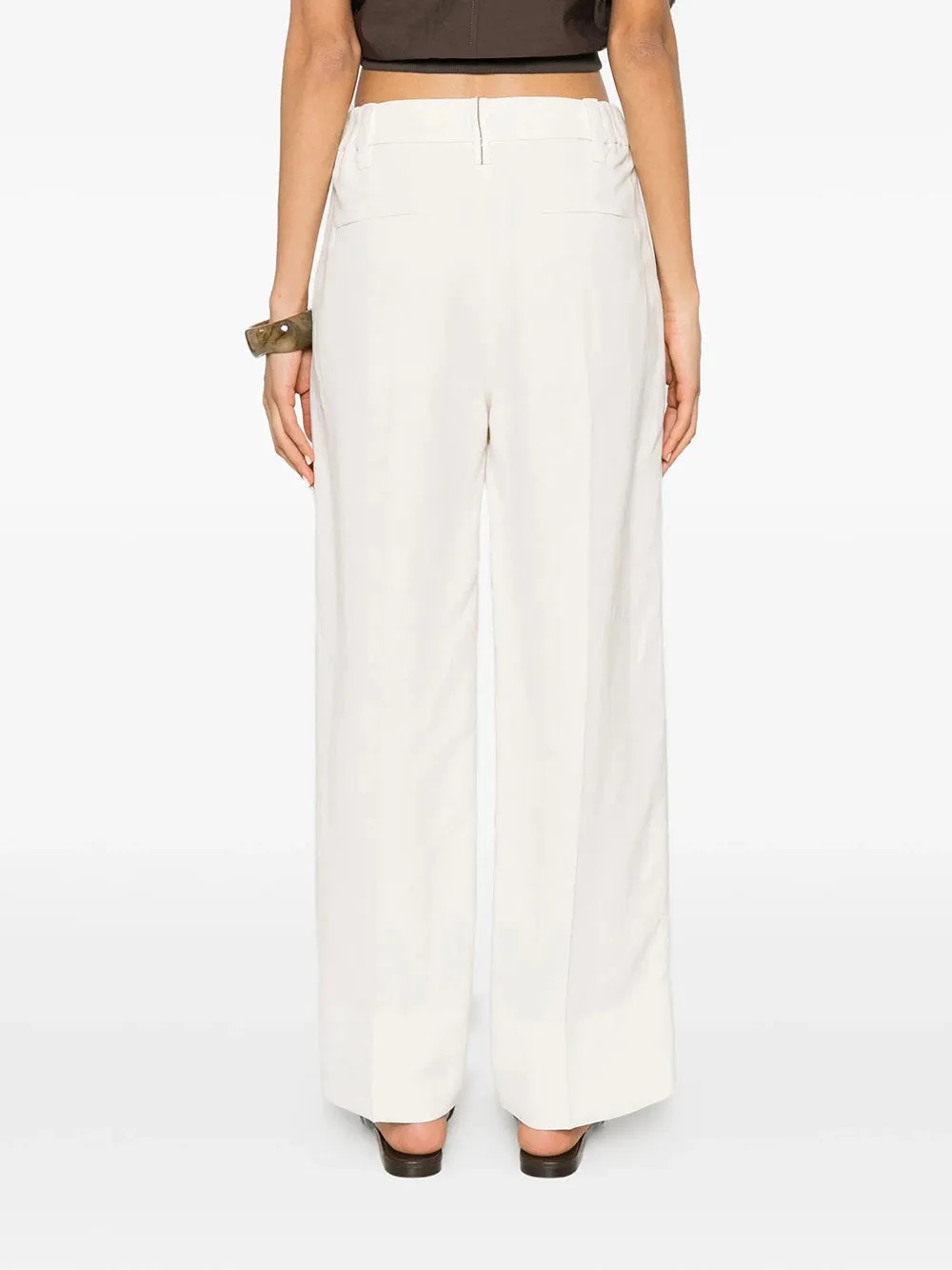 Viscose And Linen Fluid Twill Cigarette Trousers With Monili sold by Wanan Luxury product image thumbnail 5