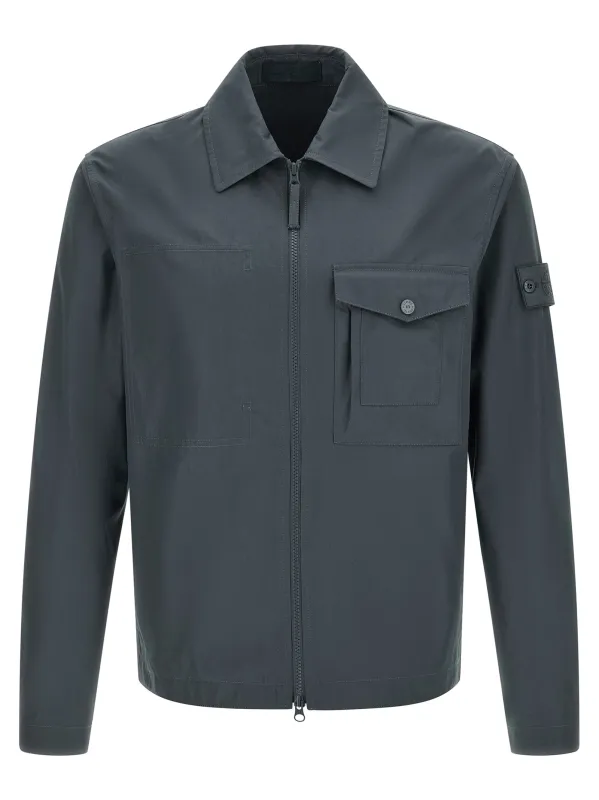 Cotton Overshirt Shirt And Blouse Blue made by Stone Island