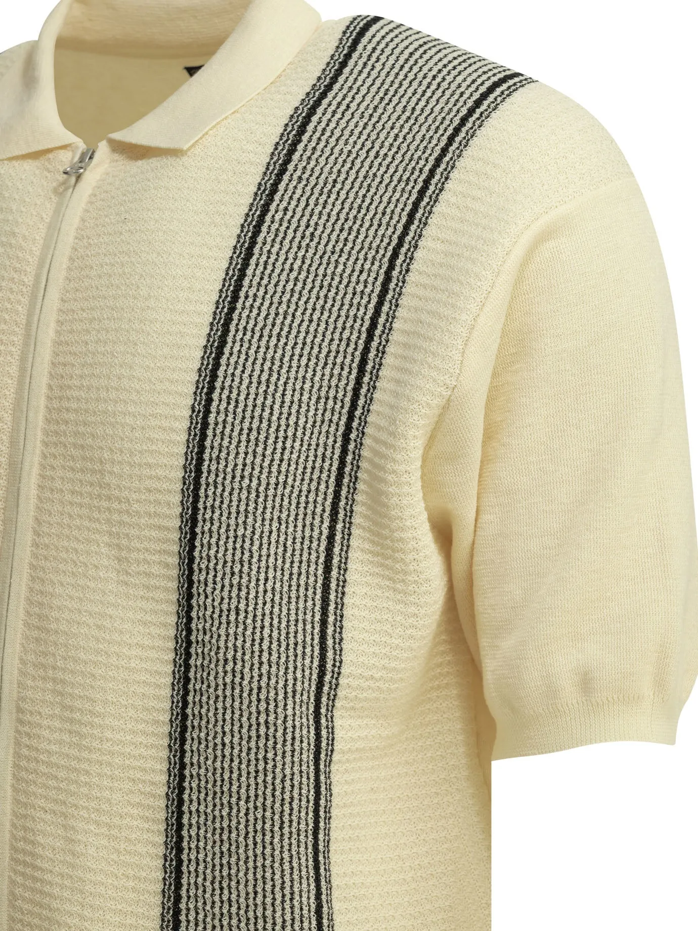 Textured Knit Zipper Polo Shirt Polo Shirts White sold by Wanan Luxury product image thumbnail 4