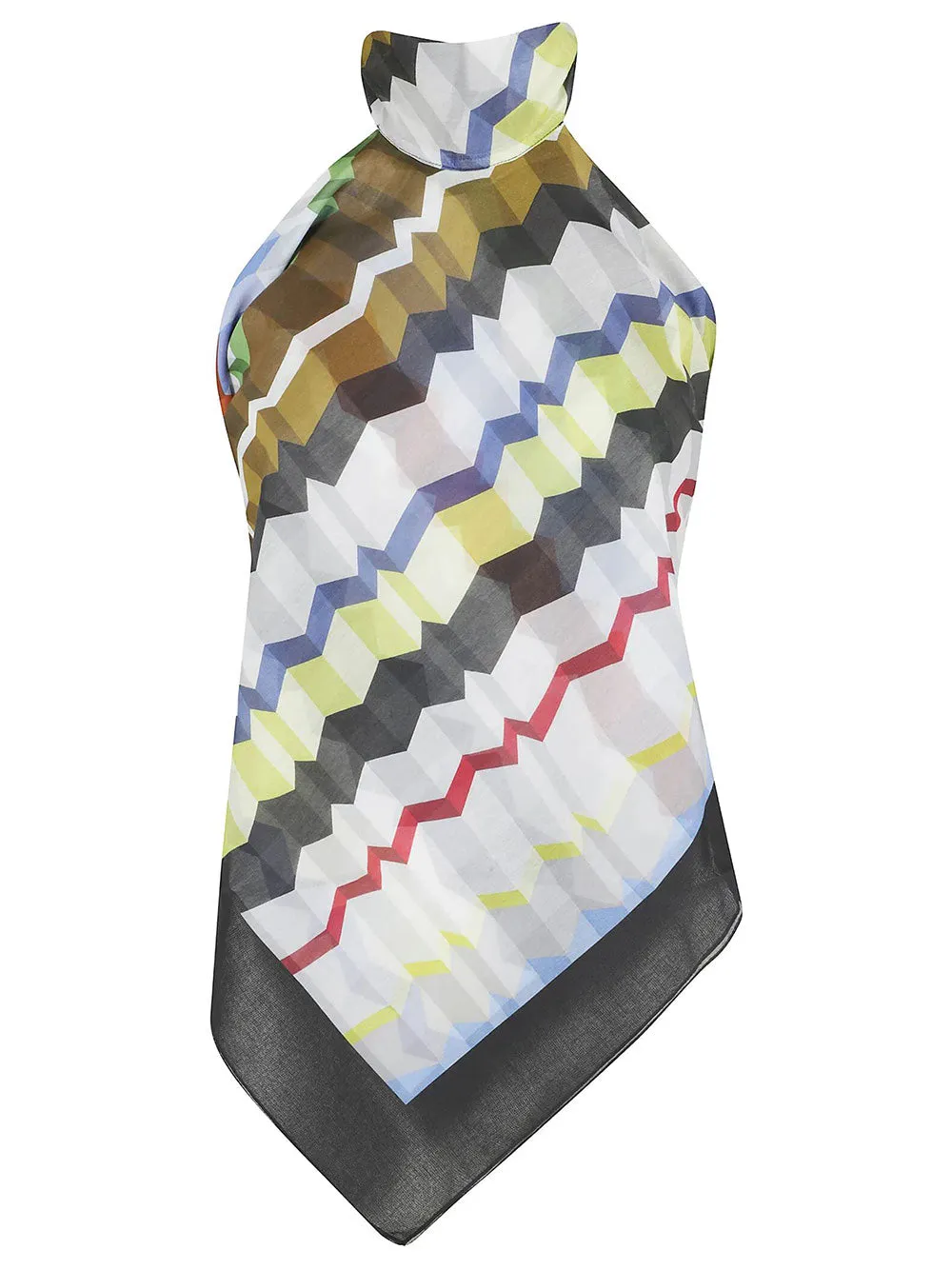 Geometric-Print Halterneck Top sold by Wanan Luxury