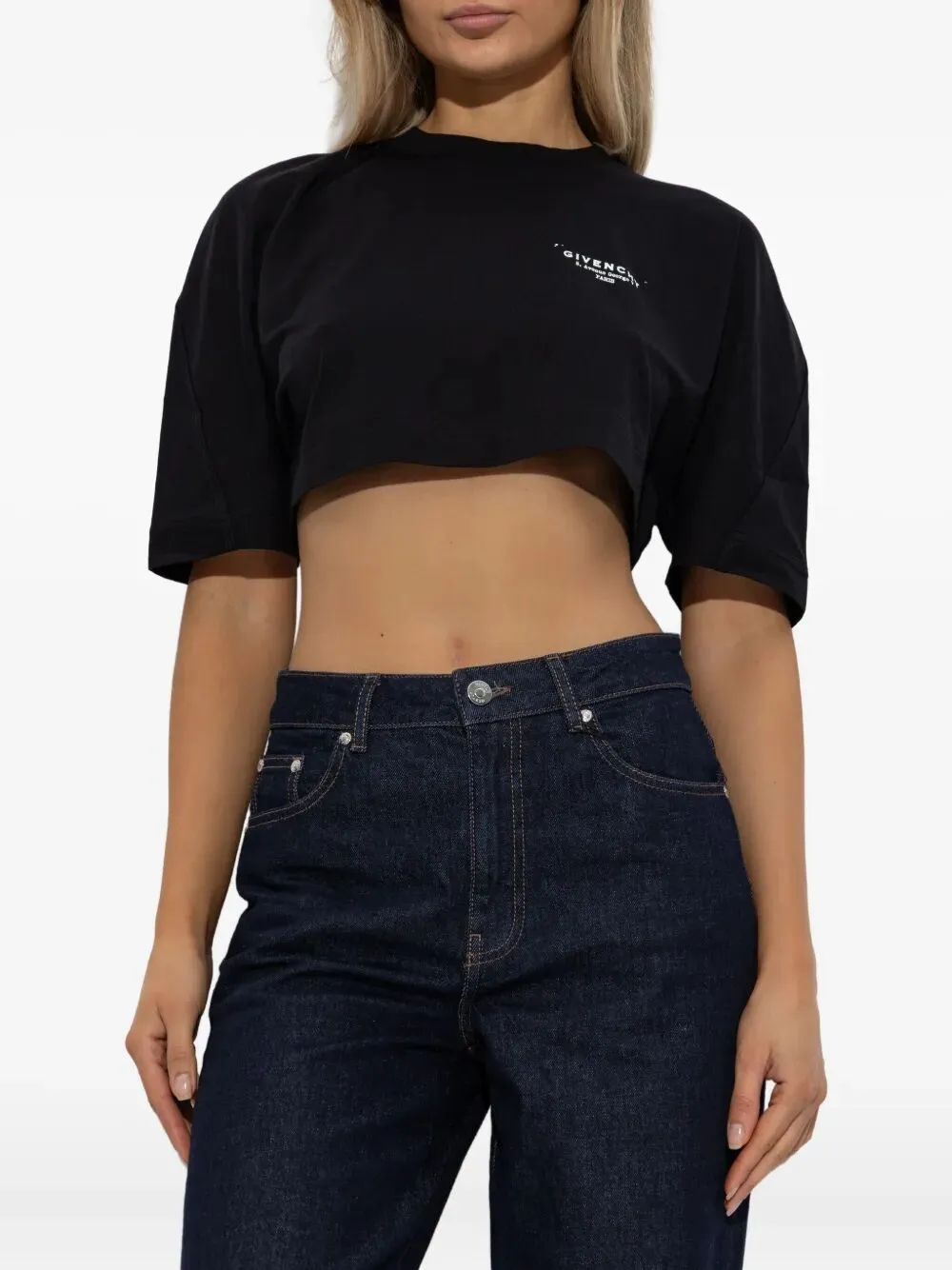Cropped Fit T-Shirt In Cotton With Givenchy Stamp Print sold by Wanan Luxury product image thumbnail 4
