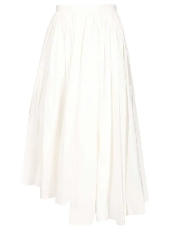 Poplin Midi Skirt. White made by Self-Portrait