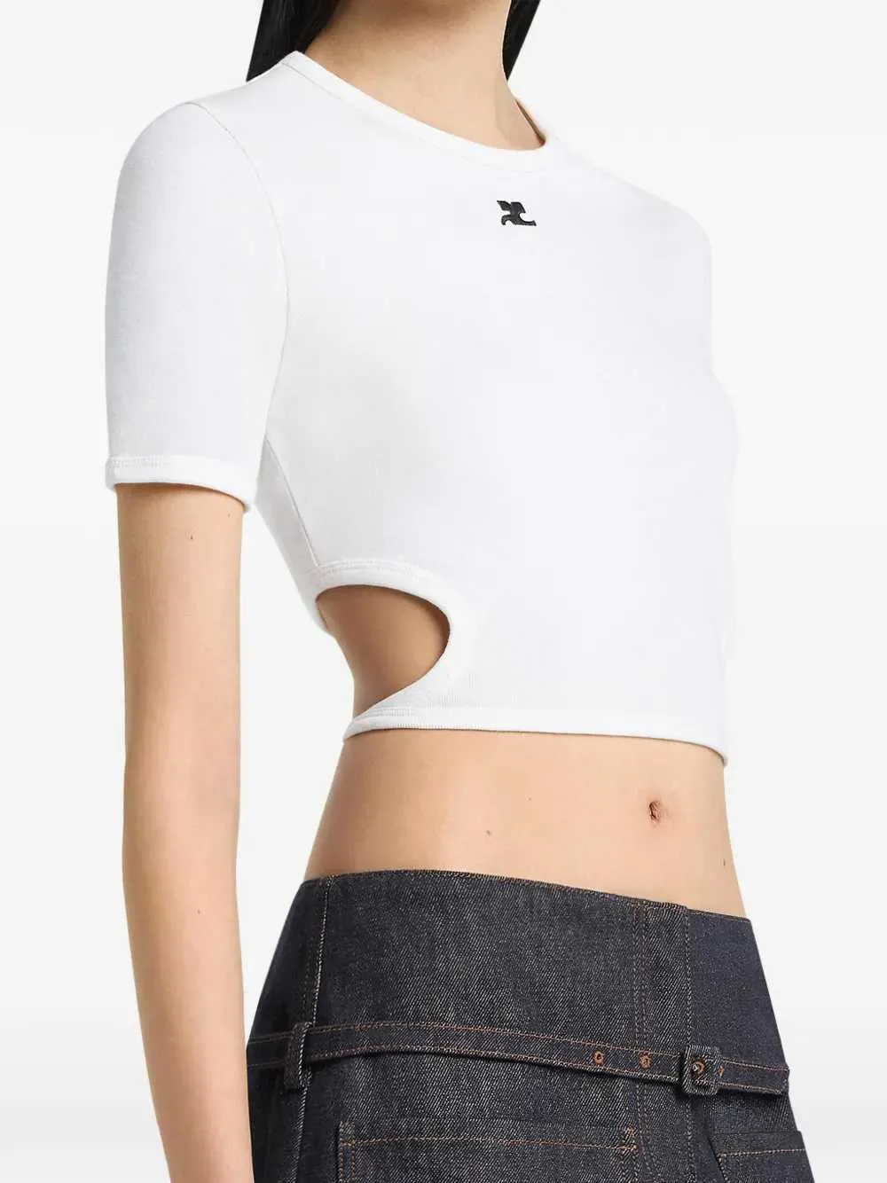 Cropped T-Shirt With Cut-Out sold by Wanan Luxury product image thumbnail 5