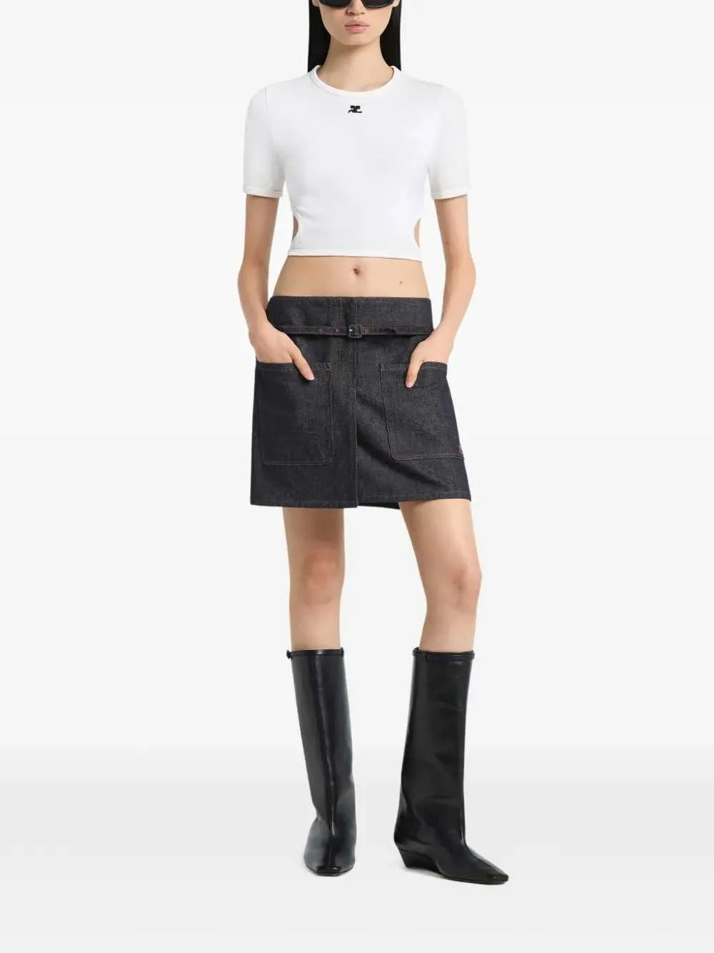 Cropped T-Shirt With Cut-Out sold by Wanan Luxury product image thumbnail 2