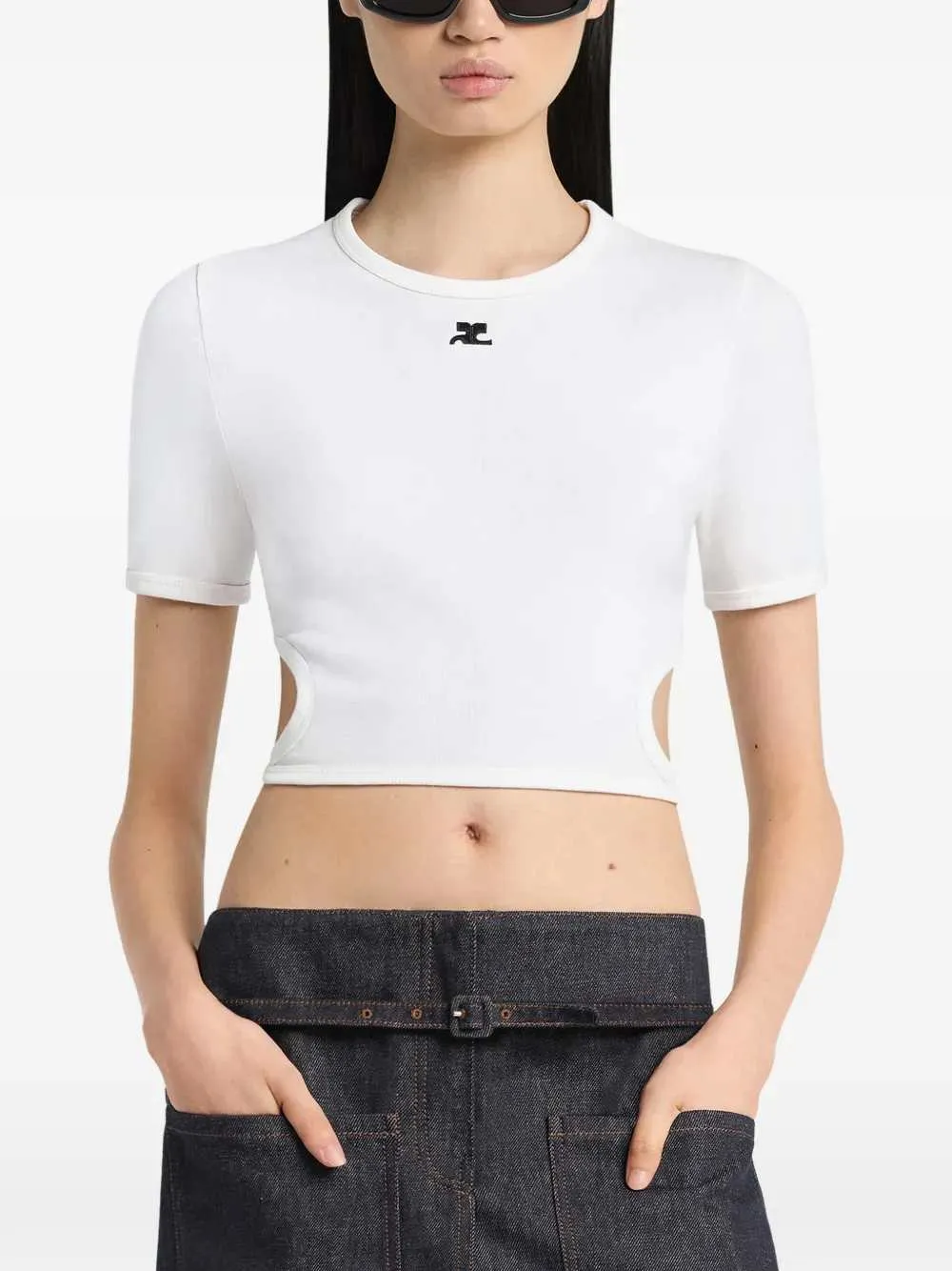 Cropped T-Shirt With Cut-Out sold by Wanan Luxury product image thumbnail 3