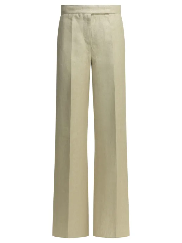 Linen Tailored Pants Trousers Beige made by MaxMara