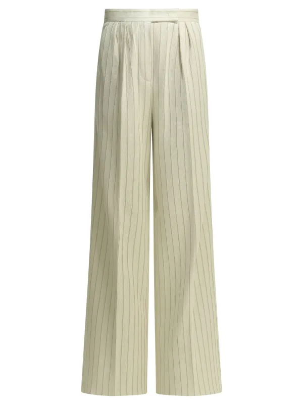 Tailored Pinstripe Pants Trousers White made by MaxMara