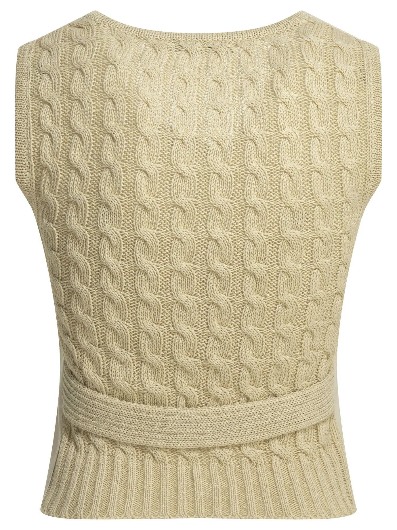 Linen And Knitted Vest Knitwear Beige sold by Wanan Luxury product image thumbnail 2