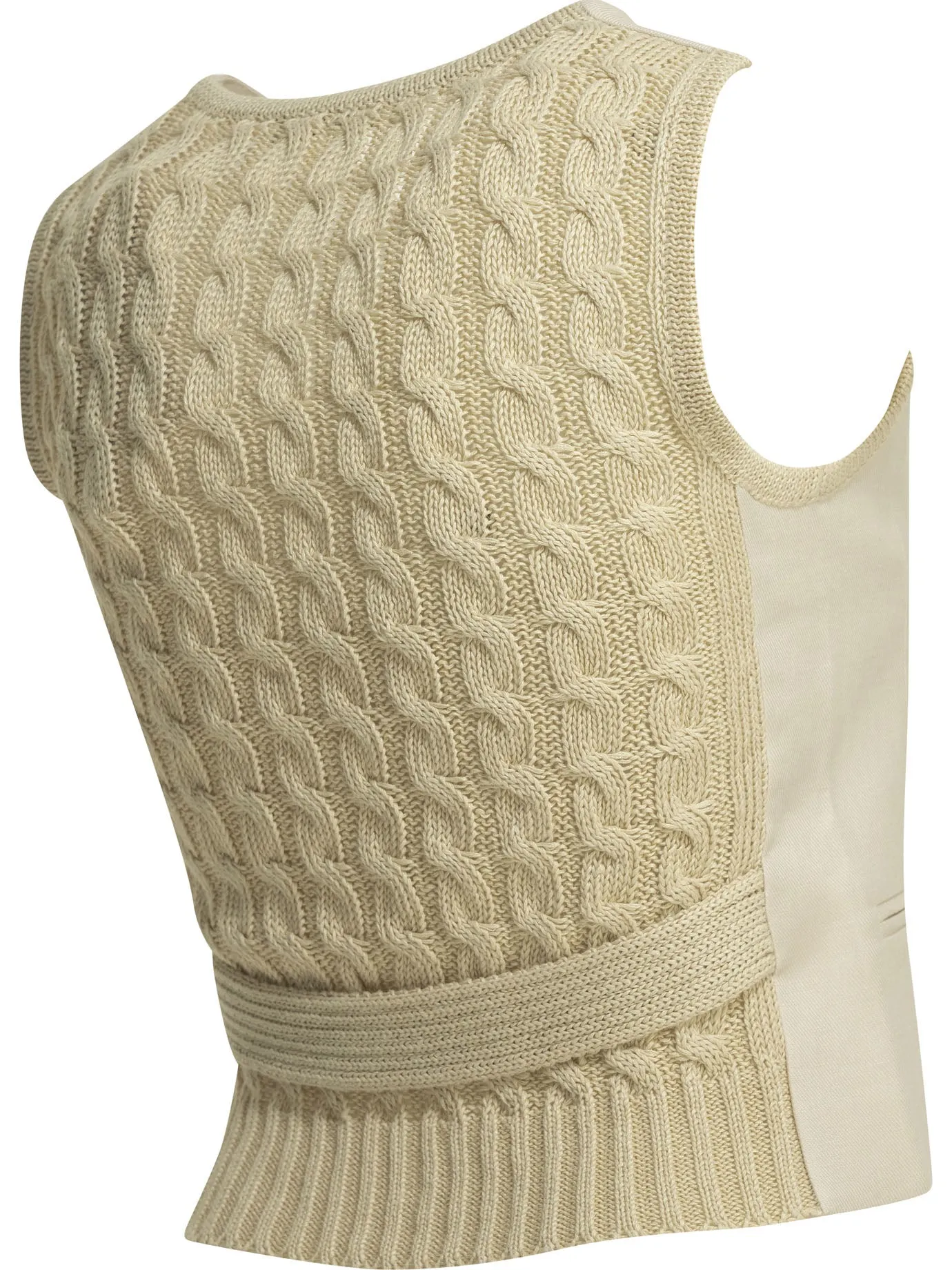 Linen And Knitted Vest Knitwear Beige sold by Wanan Luxury product image thumbnail 4