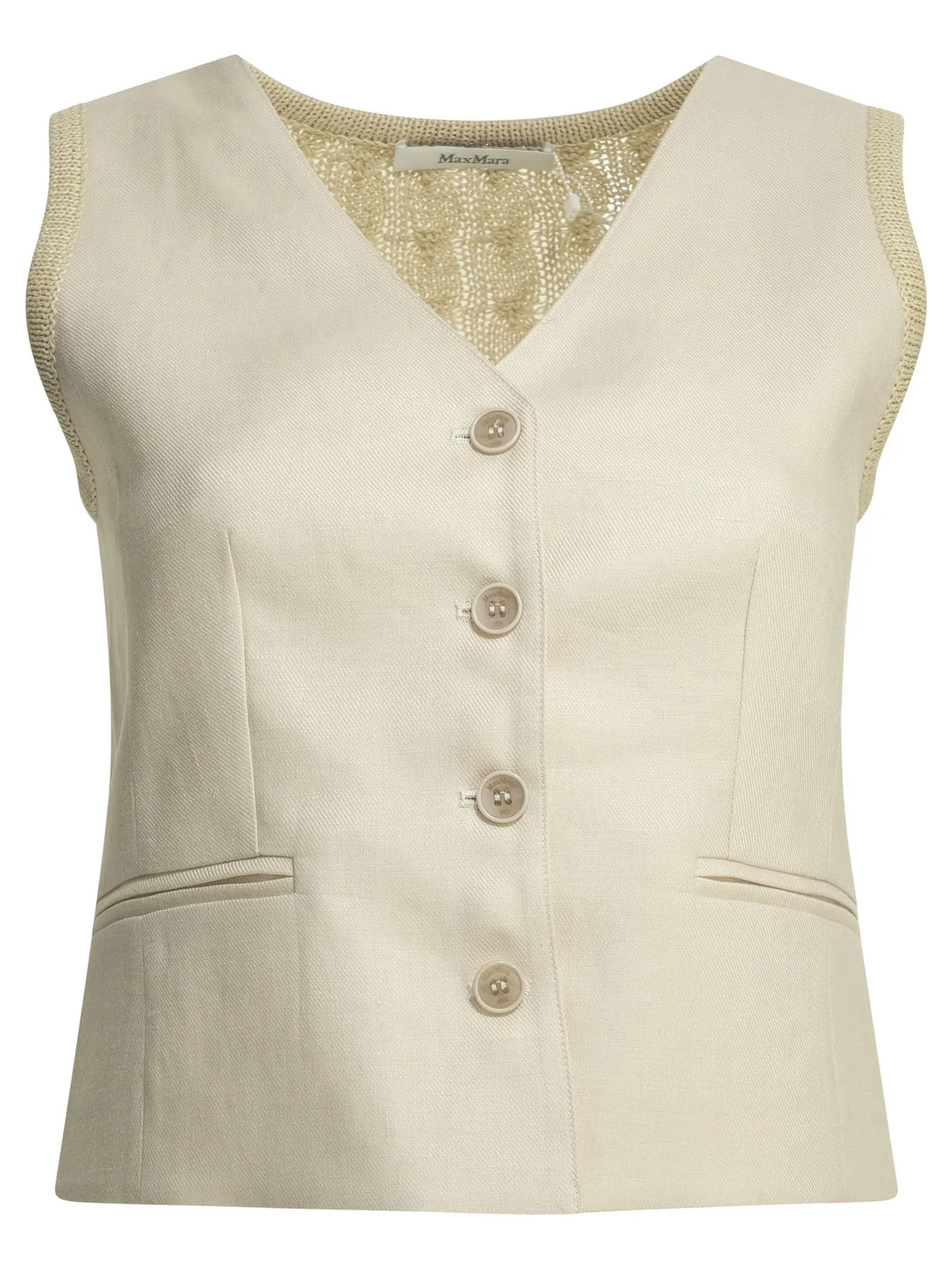 Linen And Knitted Vest Knitwear Beige sold by Wanan Luxury