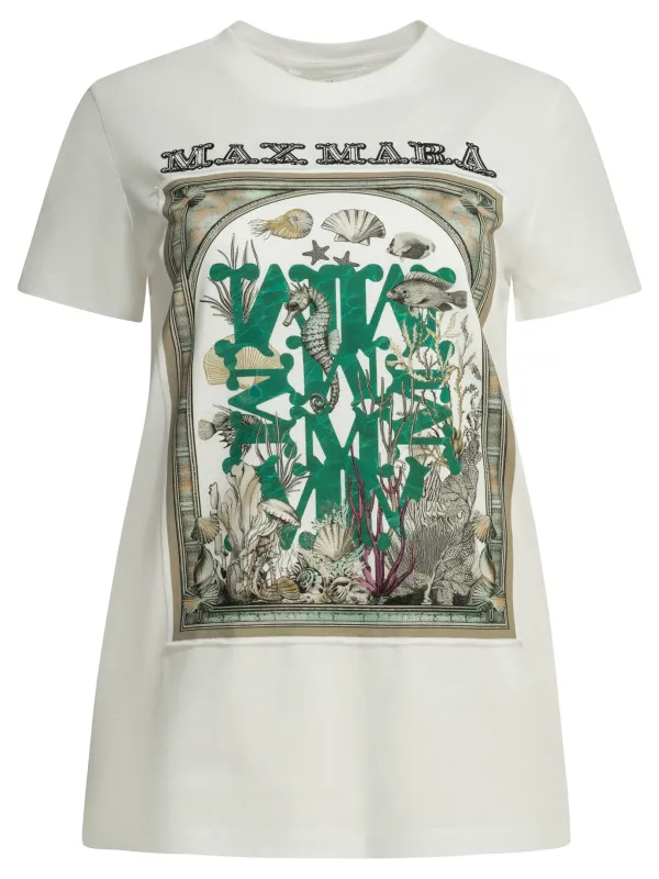 Crew-Neck T-Shirt With Logo T-Shirts White made by MaxMara