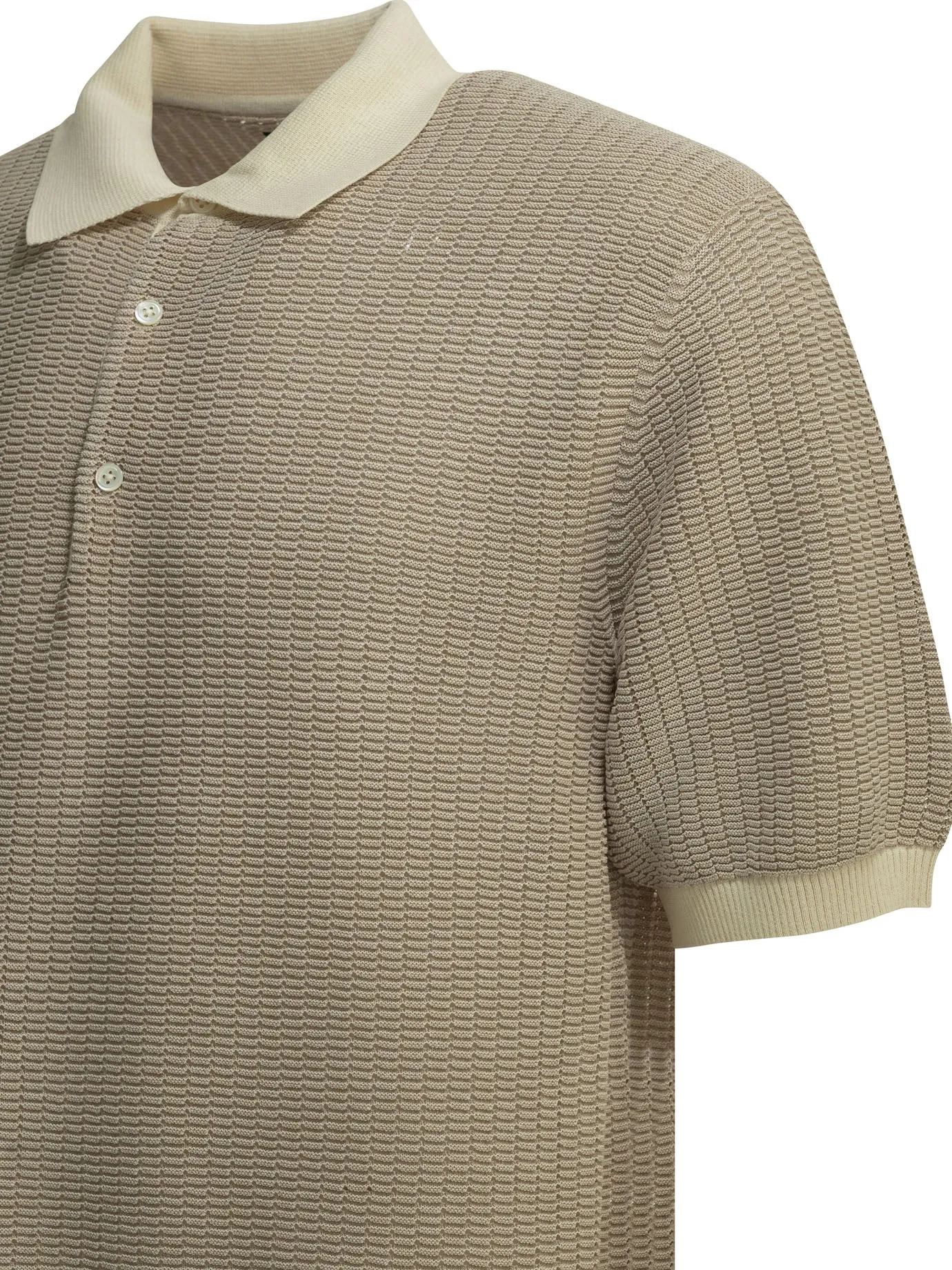 Polo Shirt With Buttons Made Of Washi Yarn Polo Shirts Beige sold by Wanan Luxury product image thumbnail 4