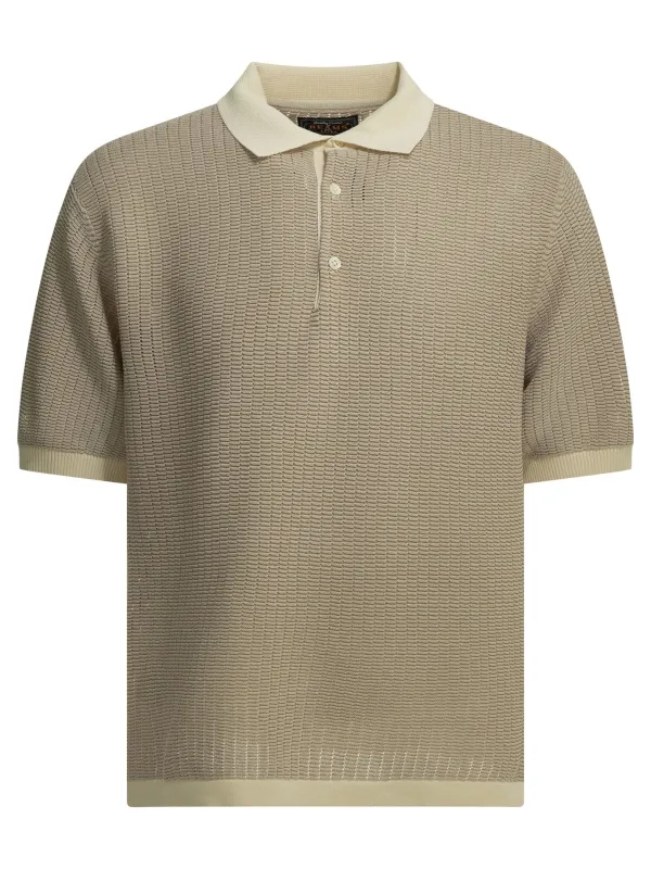 Polo Shirt With Buttons Made Of Washi Yarn Polo Shirts Beige made by BEAMS PLUS