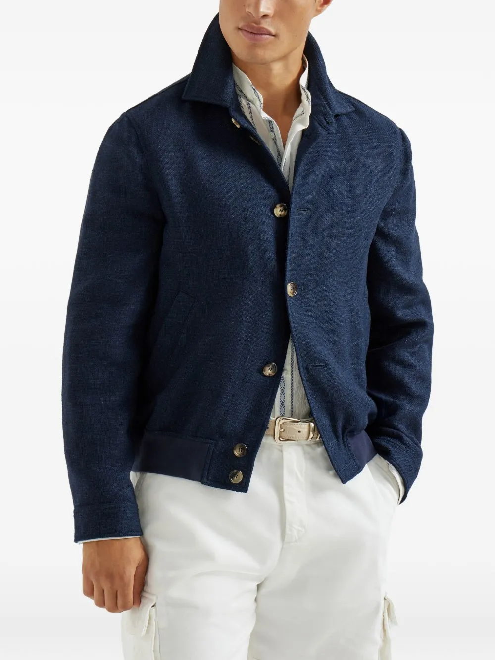 Linen And Silk Blend Blouson Jacket sold by Wanan Luxury product image thumbnail 2
