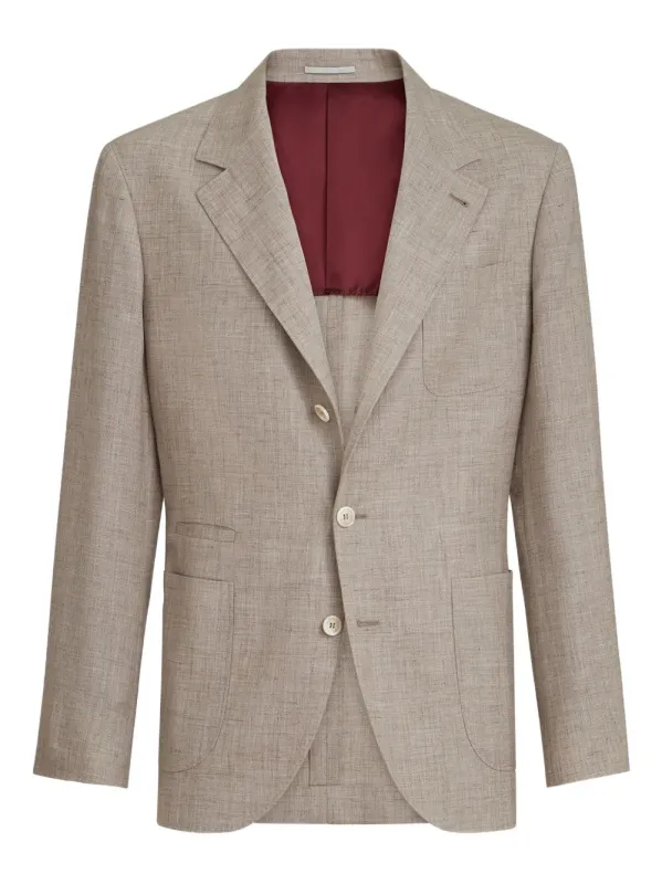 Linen And Silk Single-Breasted Jacket made by Brunello Cucinelli