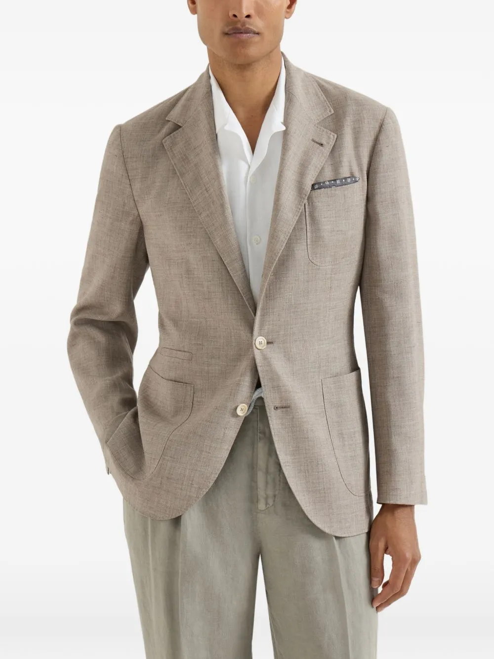 Linen And Silk Single-Breasted Jacket sold by Wanan Luxury product image thumbnail 3