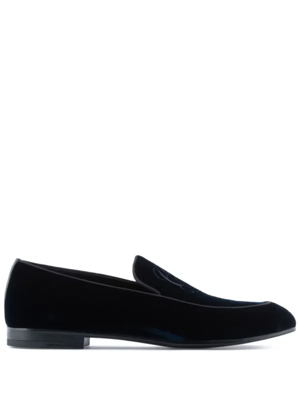 Embroidered Logo Velvet Loafers made by Giorgio Armani